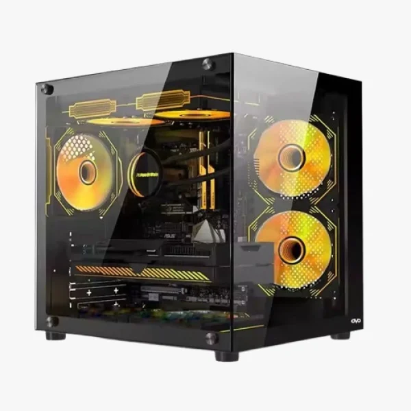 OVO 280B 5X-ARGB Infinity gaming case with 5 RGB fans and tempered glass side panel