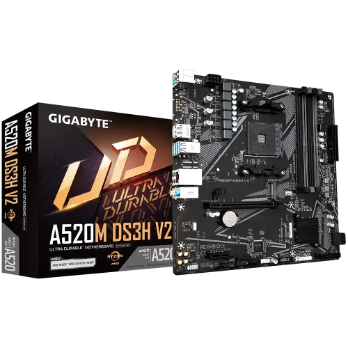 GIGABYTE A520M DS3H V2 AM4 Micro-ATX DDR4 Motherboard available at Tech Moon BD