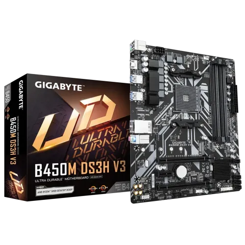 Gigabyte B450M DS3H V3 AM4 AMD Micro ATX Motherboard with DDR4 and M.2 support available at Tech Moon BD