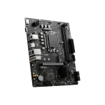 Front view of MSI PRO B760M-E DDR5 mATX motherboard on white background — showing PCIe slot, DDR5 slots and SATA ports
