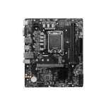 Front view of MSI PRO B760M-E DDR5 mATX motherboard on white background — showing PCIe slot, DDR5 slots and SATA ports