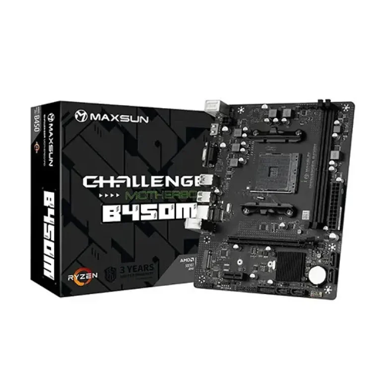 MAXSUN Challenger B450M AM4 Micro-ATX Motherboard with DDR4 and NVMe support available at Tech Moon BD