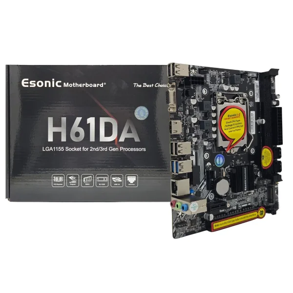 Esonic H61DA1 NVMe Supported Micro-ATX Motherboard supporting Intel 2nd/3rd Gen CPUs with DDR3 memory and M.2 NVMe slot available at Tech Moon BD