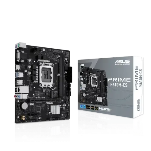 ASUS PRIME H610M-CS DDR5 LGA1700 micro ATX motherboard with support for Intel 12th/13th/14th Gen CPUs, DDR5 RAM up to 96GB, HDMI and VGA outputs available at Tech Moon BD in Bangladesh