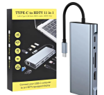 Type-C to HDTV 11-in-1 USB-C Docking Station Adapter with HDMI, VGA, RJ45, Type C PD, USB3.0, Ethernet PD Charging, SD TF Card Reader, SD/TF Card Reader, 3.5mm AUX available at Tech Moon BD Bangladesh
