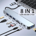 USB C Hub 8-in-1 Multiport Adapter with PD Charging USB 3.0 Ports SD TF Card Reader and 3.5mm Audio Jack for MacBook Laptop available at Tech Moon BD Bangladesh